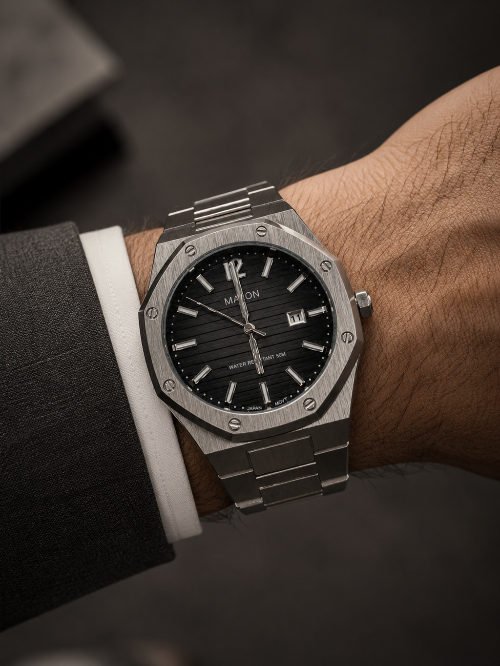 MASON Stainless Steel Integrated Bracelet Men's Watch