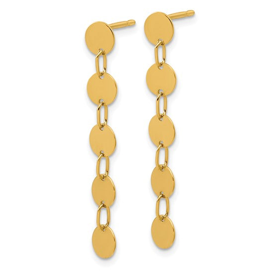 14KY Disk Dangle Earrings