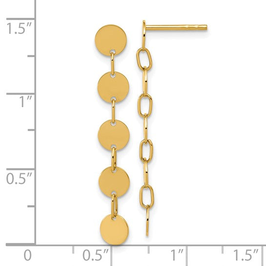 14KY Disk Dangle Earrings