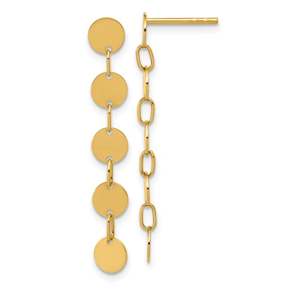 14KY Disk Dangle Earrings