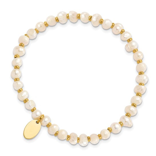 Stainless Steel Freshwater Cultured Pearl Stretch Bracelet