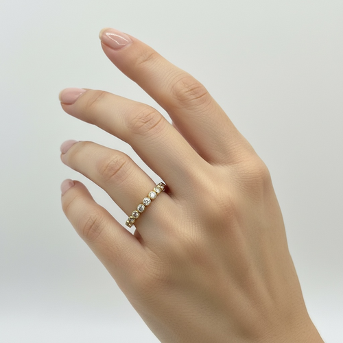 10K Yellow Gold Bezel Set Diamond Anniversary Band