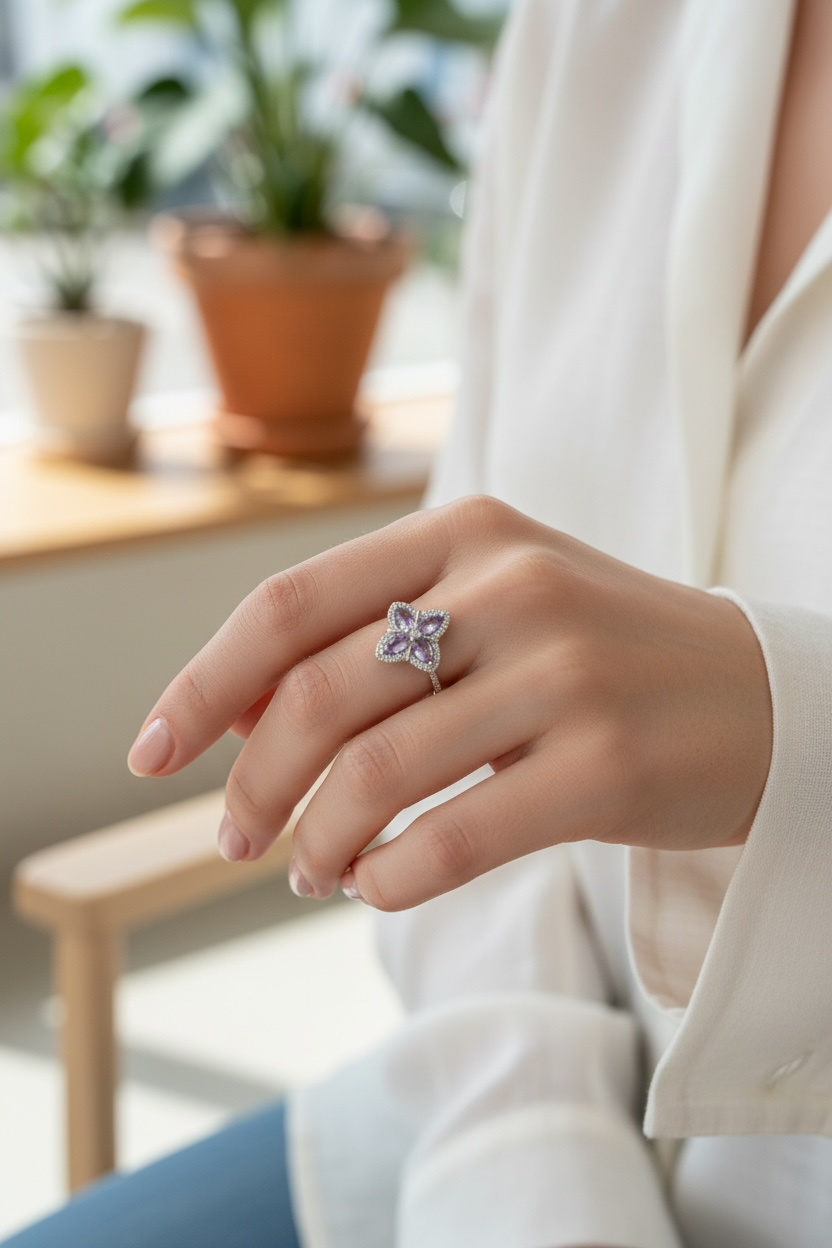 Bellissima Amethyst Flower Ring