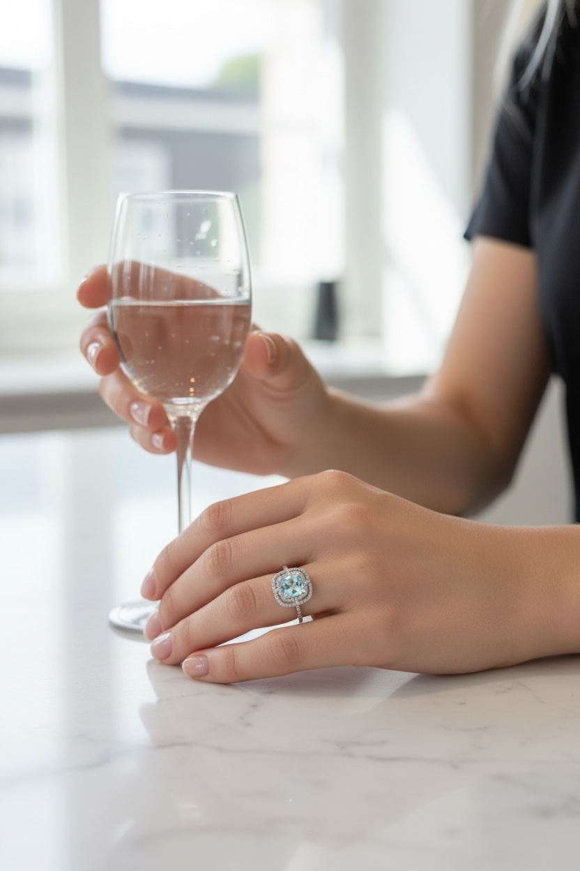 Bellissima Blue Topaz Double Halo Ring in Sterling Silver with White Topaz – 3.32 CT TGW