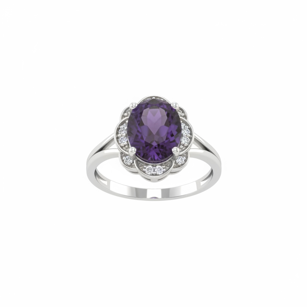 Royal Glow Amethyst & Diamond Ring