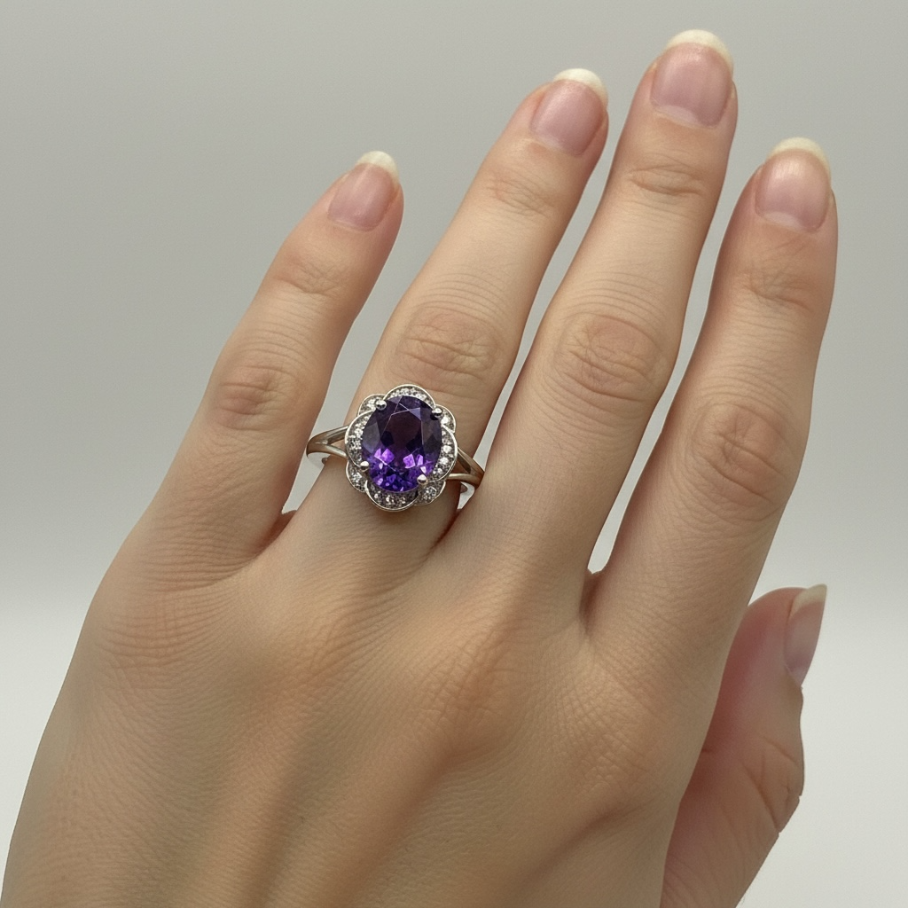 Royal Glow Amethyst & Diamond Ring