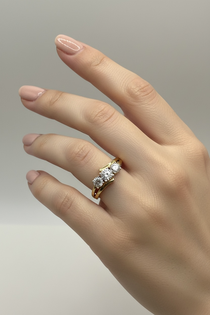 3 Stone 14K Yellow Gold Lab-Grown Diamond Ring