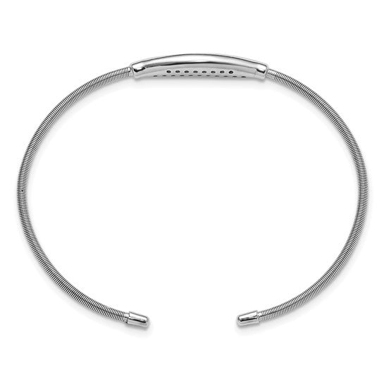 Pure Fire Sterling Silver Rhod-plated CZ Cuff Bangle