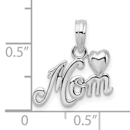 Sterling Silver Mom Heart Pendant