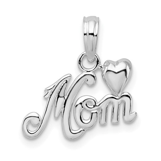Sterling Silver Mom Heart Pendant