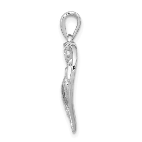 Sterling Silver CZ Mom Heart Pendant