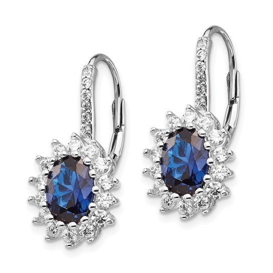 Sterling Silver Lab-Created Blue Spinel & White CZ Earrings