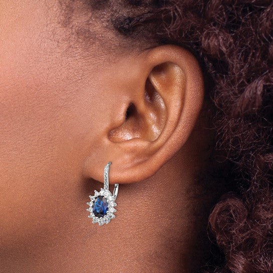 Sterling Silver Lab-Created Blue Spinel & White CZ Earrings