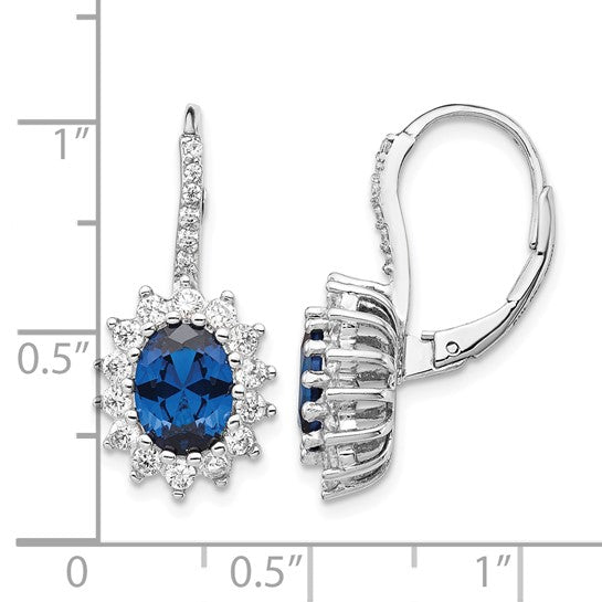 Sterling Silver Lab-Created Blue Spinel & White CZ Earrings