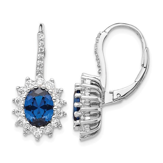 Sterling Silver Lab-Created Blue Spinel & White CZ Earrings