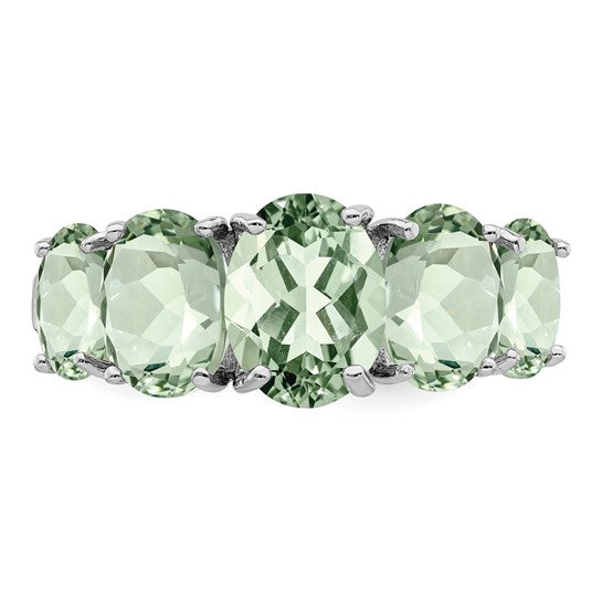Green Quartz Five Stone Ring