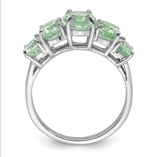 Green Quartz Five Stone Ring