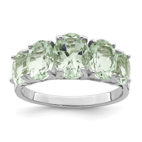 Green Quartz Five Stone Ring