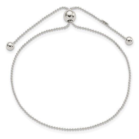 Sterling Silver Beaded Adjustable Bracelet – Elegant 9.25" Design