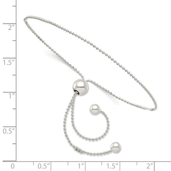 Sterling Silver Beaded Adjustable Bracelet – Elegant 9.25" Design