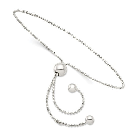 Sterling Silver Beaded Adjustable Bracelet – Elegant 9.25" Design