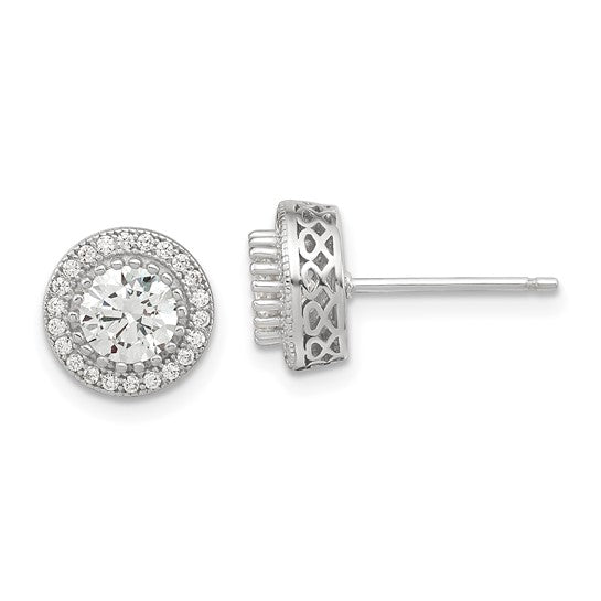 Sterling Silver CZ Necklace & Post Earrings Set – 18"