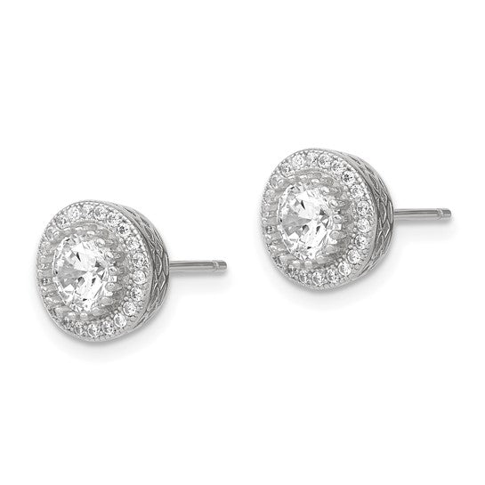 Sterling Silver CZ Necklace & Post Earrings Set – 18"