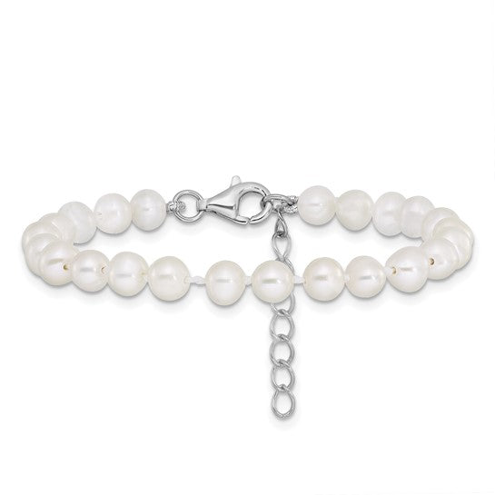 Freshwater Pearl Rhodium-Plated Sterling Silver Necklace, Bracelet & Earrings Set
