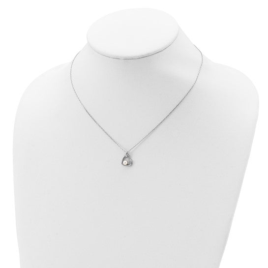 White Button Freshwater Pearl Sterling Silver Necklace