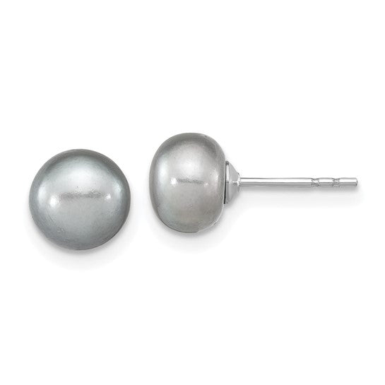 Sterling Silver Grey Freshwater Pearl Jewelry Set – Necklace, Bracelet & Earrings (7–8mm)