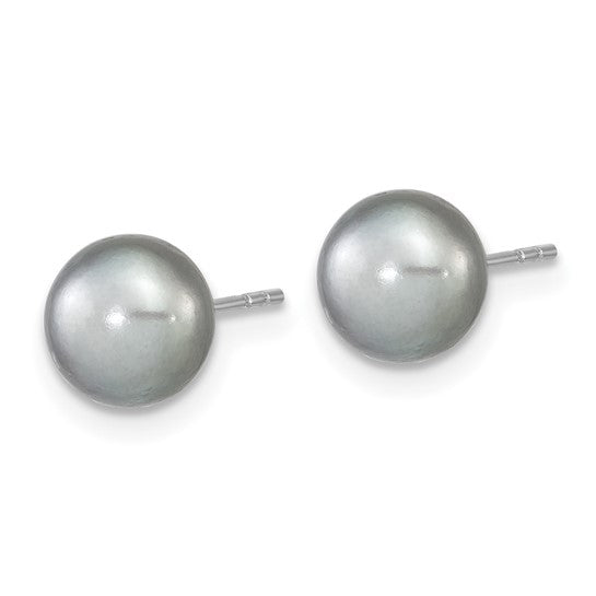 Sterling Silver Grey Freshwater Pearl Jewelry Set – Necklace, Bracelet & Earrings (7–8mm)