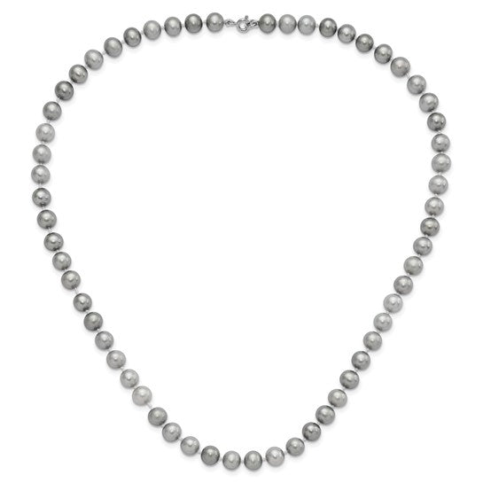 Sterling Silver Grey Freshwater Pearl Jewelry Set – Necklace, Bracelet & Earrings (7–8mm)