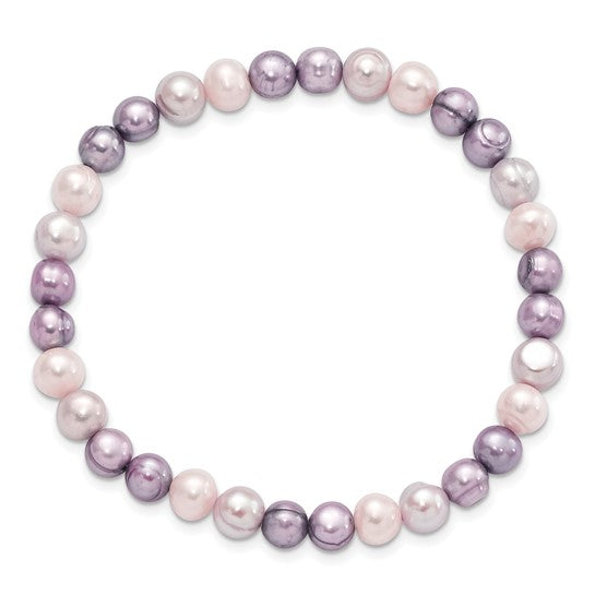 Multi-Color Freshwater Pearl Stretch Bracelet – White, Lavender & Grey Tones