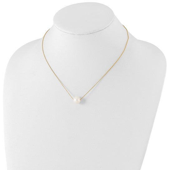 Sterling Silver Gold-tone Freshwater Cultured Pearl Necklace