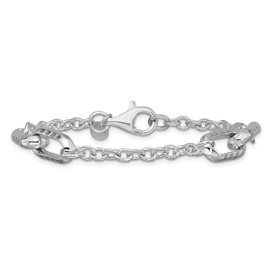 Textured Multi-Link Sterling Silver Bracelet