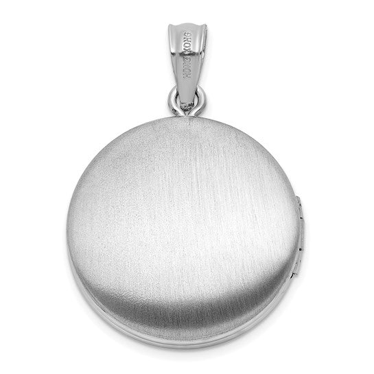 Rhodium-Plated Sterling Silver Diamond Mom Moon & Stars 20mm Round Locket
