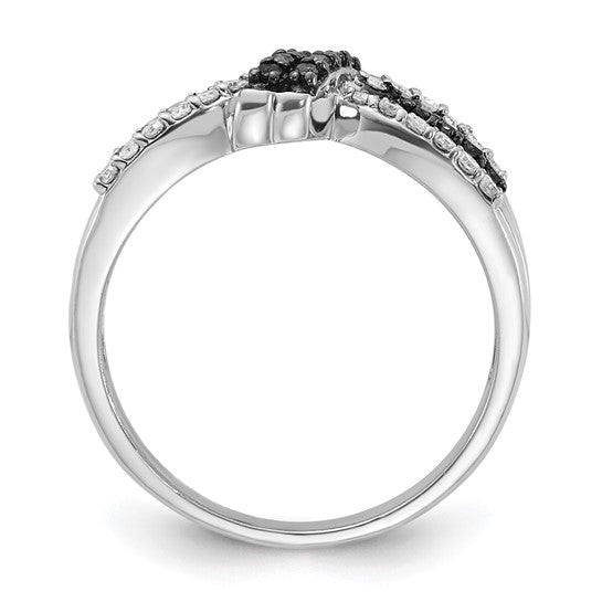 Sterling Silver Black & White Diamond Knot Ring