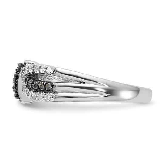 Sterling Silver Black & White Diamond Knot Ring