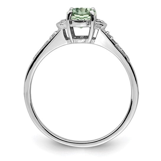 Oval Green Quartz & Diamond Ring