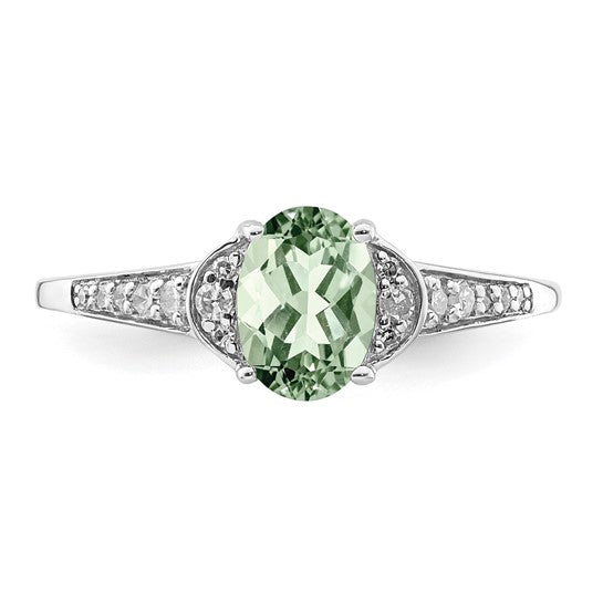 Oval Green Quartz & Diamond Ring