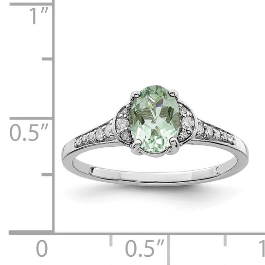 Oval Green Quartz & Diamond Ring