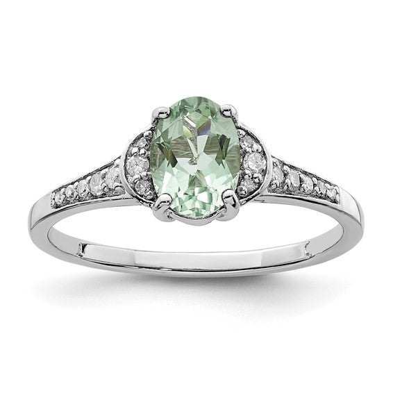 Oval Green Quartz & Diamond Ring