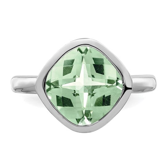 Cushion Green Quartz Ring