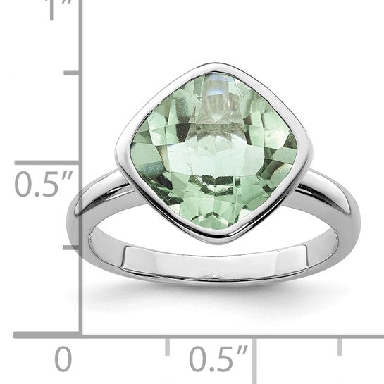 Cushion Green Quartz Ring