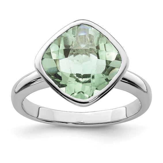 Cushion Green Quartz Ring