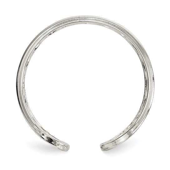 Polished Twisted Bar Center Adjustable Cuff Ring