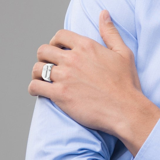 Sterling Silver Signet Cross Ring