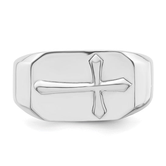 Sterling Silver Signet Cross Ring