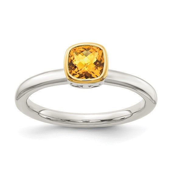 14KY and Sterling Silver Citrine Ring