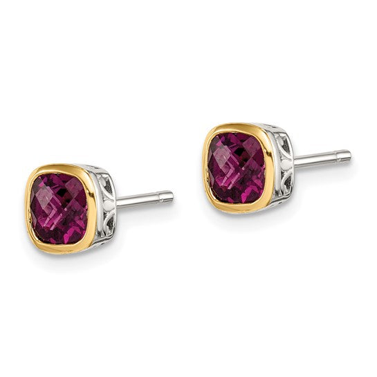 14KY & Sterling Silver Rhodolite Garnet Earrings